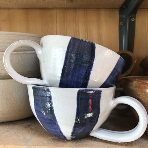 Cup - white with blue stripes